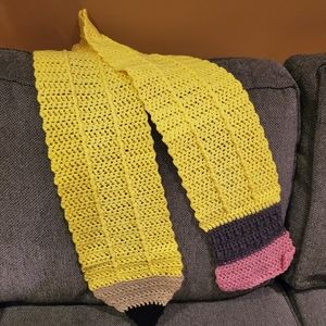Hand crocheted pencil scarf